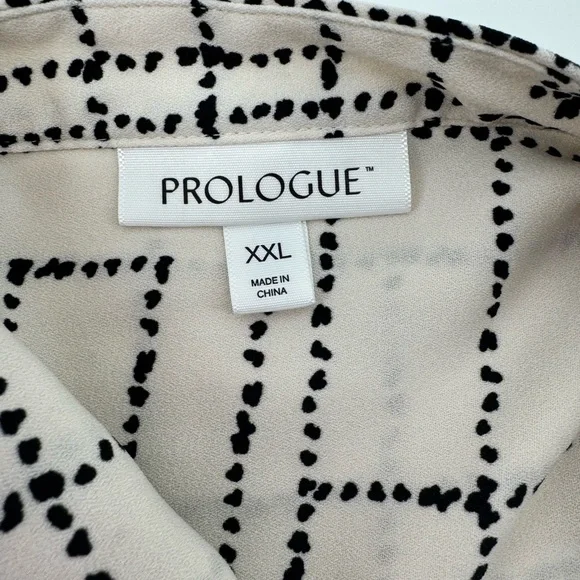 Prologue women’s Cream Polyester Top with Black Dot Grid Detail size XXL - Picture 5 of 7
